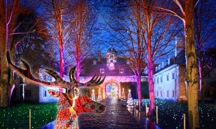Belton House with deer sculpture